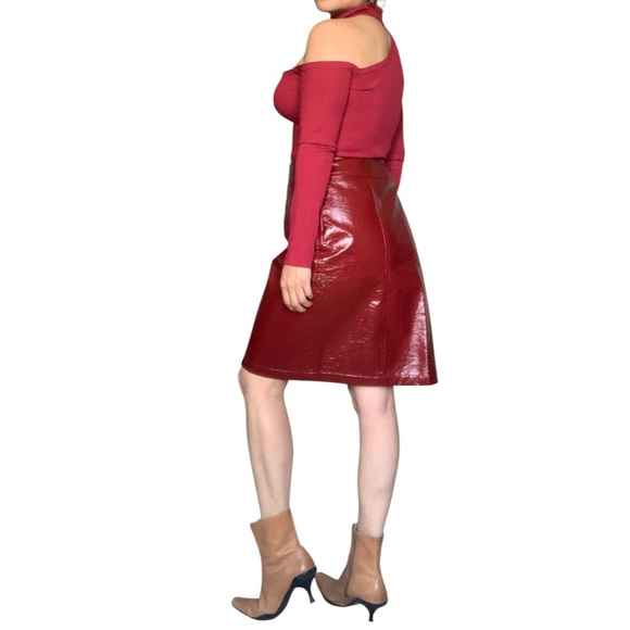 Francesca Mammoliti Shiny Reflective Patent Pu Leather  Skirt - Size 6 - Picture 4 of 13
